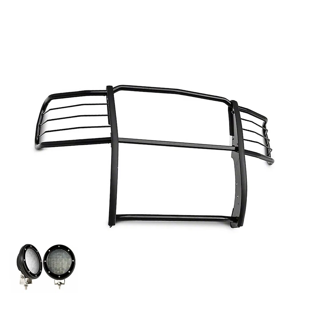 17GT27MA-PLFB – BLACK HORSE Grille Guard, 3-Piece Modular Powder Coated Black Steel Modular 1-1/2 Inch Diameter With ...